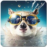Warren Reed - Designer Dormouse With Glasses Splashart Coasters - Set of 4 in Brown