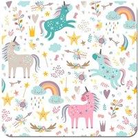 Warren Reed - Designer Unicorn & Rainbows Coasters - Set of 4 in Blue