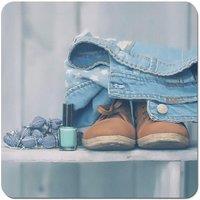 Warren Reed - Designer Shoes On The Bench Coasters - Set of 4 in Blue