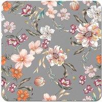 Warren Reed - Designer Peony, Lily, Tulip, Daisy Colorful On Grey Background Coasters - Set of 4