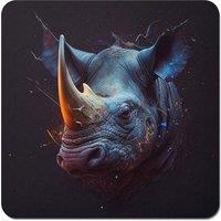 Warren Reed - Designer Rhino Face Splashart Coasters - Set of 4 in Grey