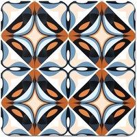 Warren Reed - Designer Brown & Blue Geometric Pattern Coasters - Set of 4