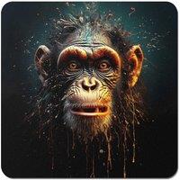 Warren Reed - Designer Splashart Monkey Face Coasters - Set of 4 in Black