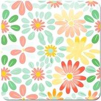 Warren Reed - Designer Green & Yellow Flowers Coasters - Set of 4