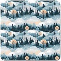 Warren Reed - Designer Dreamy Snowy Christmas Scene Coasters - Set of 4 in White
