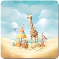 Warren Reed - Designer Giraffe On A Beach Holiday Coasters - Set of 4 in Yellow