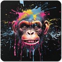 Warren Reed - Designer Multi Coloured Monkey Face Splashart Coasters - Set of 4 in Blue