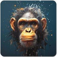 Warren Reed - Designer Splashart Realistic Monkey Face Coasters - Set of 4 in Brown