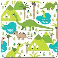 Warren Reed - Designer Baby Dinosaur Print Coasters - Set of 4 in Green