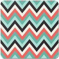 Warren Reed - Designer Geometric Colored Chevron Pattern Coasters - Set of 4 in Green