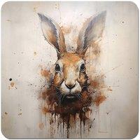 Warren Reed - Designer Watercolour Hare Face Coasters - Set of 4 in Brown