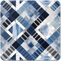 Warren Reed - Designer Checkered Square Black & Blue Coasters - Set of 4