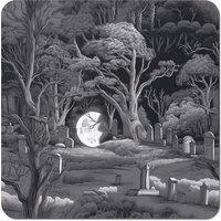 Warren Reed - Designer Eerie Moonlit Cemetery Coasters - Set of 4 in Grey