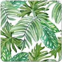 Warren Reed - Designer Exotic Rainforest Leaves Coasters - Set of 4 in Green
