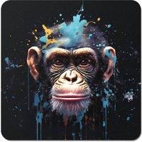 Warren Reed - Designer Monkey Face Splashart with Blue Coasters - Set of 4