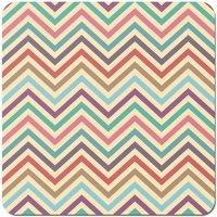Warren Reed - Designer Geometric Vintage Colored Chevron Pattern Coasters - Set of 4 in Green