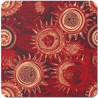 Warren Reed - Designer Abstract Red Moon & Sun Coasters - Set of 4