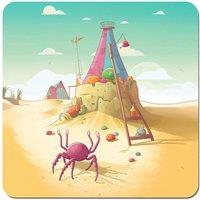 Warren Reed - Designer Crab On A Beach Holiday Coasters - Set of 4 in Yellow