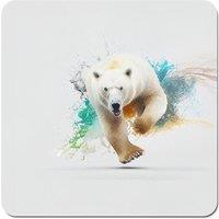 Warren Reed - Designer Charging Polar Bear Coasters - Set of 4 in White