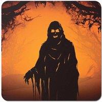 Warren Reed - Designer A Spooky Black & Orange Ghost Coasters - Set of 4