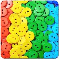 Warren Reed - Designer Colourful Buttons Pattern Coasters - Set of 4 in Green