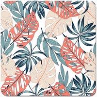 Warren Reed - Designer Tropical Leaf Pattern Coasters - Set of 4 in Green