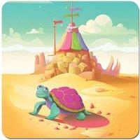 Warren Reed - Designer Turtle On A Beach Holiday Coasters - Set of 4 in Yellow
