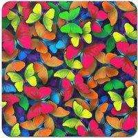 Warren Reed - Designer Rainbow Butterflies Coasters - Set of 4 in Red