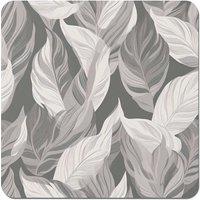 Warren Reed - Designer Grey Floral Leaves Coasters - Set of 4