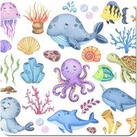 Warren Reed - Designer Children'S Sea Life Coasters - Set of 4 in Blue