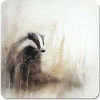 Warren Reed - Designer Badger Watercolour Coasters - Set of 4 in Brown