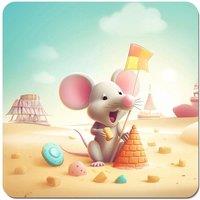 Warren Reed - Designer A Mouse On A Beach Holiday Coasters - Set of 4 in Yellow