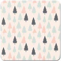 Warren Reed - Designer Christmas Tree Silhouette Pattern Coasters - Set of 4 in Green