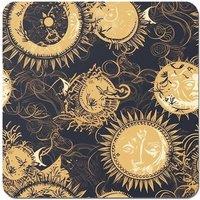 Warren Reed - Designer Moon & Sun Gold Blue Coasters - Set of 4 in Yellow