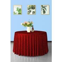 Neel Blue Diamond Velvet Round Tablecloth - 90 Inch in Red
