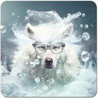 Warren Reed - Designer White Wolf With Glasses Splashart Coasters - Set of 4