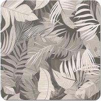 Warren Reed - Designer Grey Brown Tropical Leaves Coasters - Set of 4