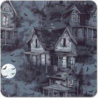 Warren Reed - Designer Spooky Shadowy Haunted House Coasters - Set of 4 in Grey