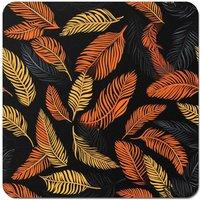 Warren Reed - Designer Orange Feather Leaves Coasters - Set of 4