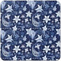Warren Reed - Designer Paisley Christmas Stars Blue Coasters - Set of 4