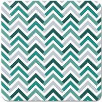 Warren Reed - Designer Geometric Retro Vintage Colored Chevron Pattern Coasters - Set of 4 in Green