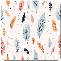 Warren Reed - Designer Pastel Feather Pattern Coasters - Set of 4 in Blue