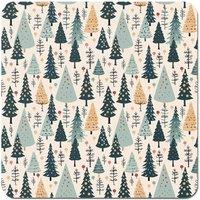 Warren Reed - Designer Boho Inspired Christmas Tree Pattern Coasters - Set of 4 in Green