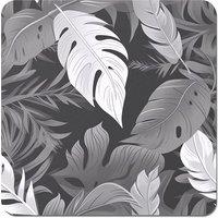 Warren Reed - Designer Black White Tropical Leaves Coasters - Set of 4 in Grey