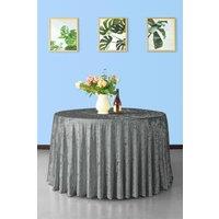 Neel Blue Diamond Velvet Round Tablecloth - 108 Inch in Silver