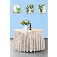 Neel Blue Diamond Velvet Round Tablecloth - 108 Inch in Light Pink