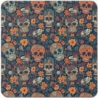Warren Reed - Designer Dia De Los Muertos Skulls Coasters - Set of 4 in Orange
