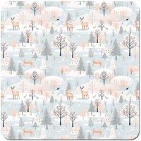 Warren Reed - Designer Whimsical Christmas Winter Wonderland Coasters - Set of 4 in Blue