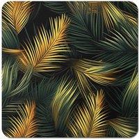 Warren Reed - Designer Golden Palm Leaves Coasters - Set of 4 in Green