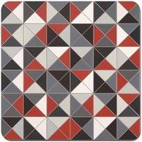 Warren Reed - Designer Grey Red Triangle Geometric Coasters - Set of 4